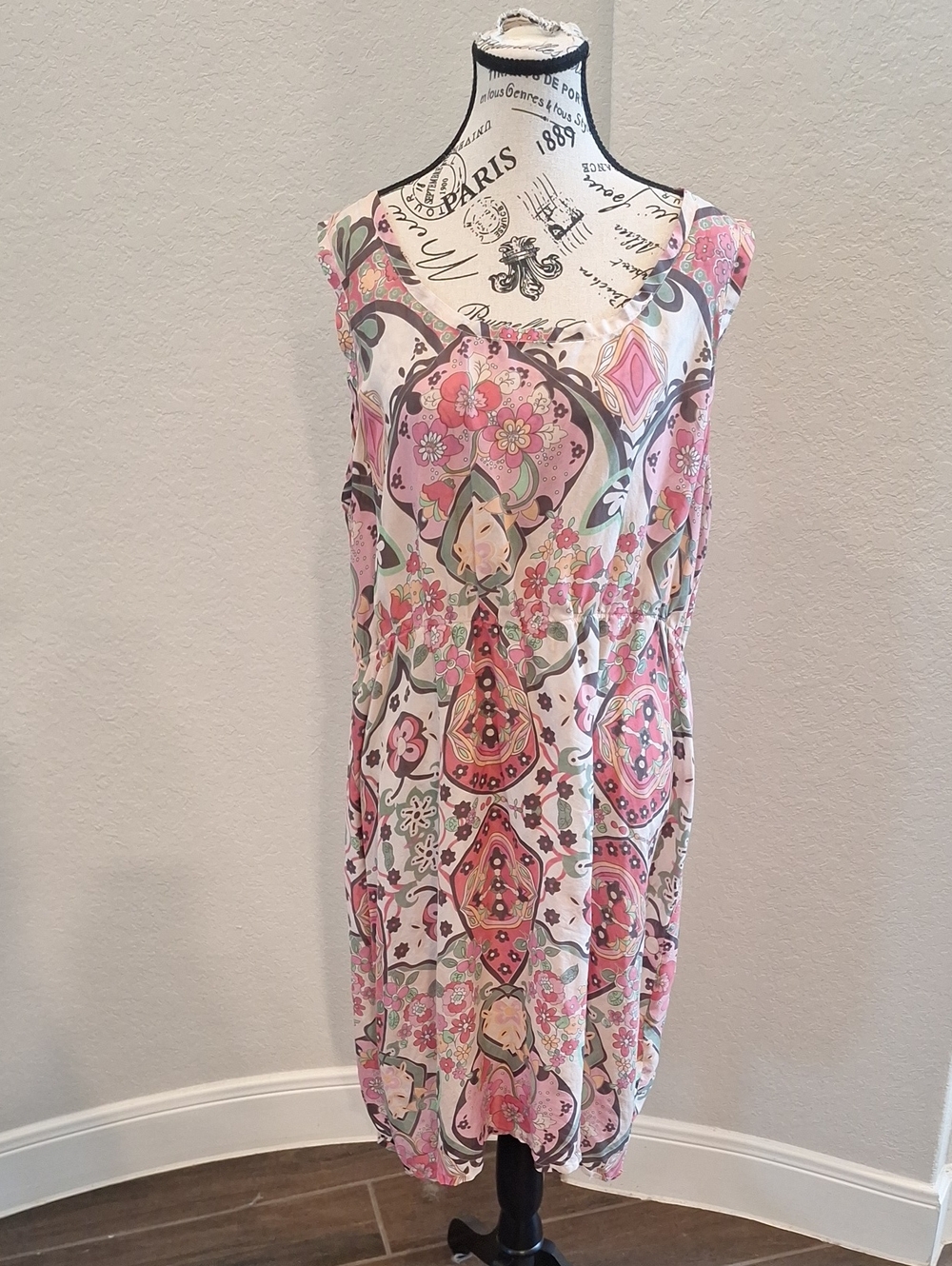 Johnny Was Silk Floral Sleeveless Dress Size XL
